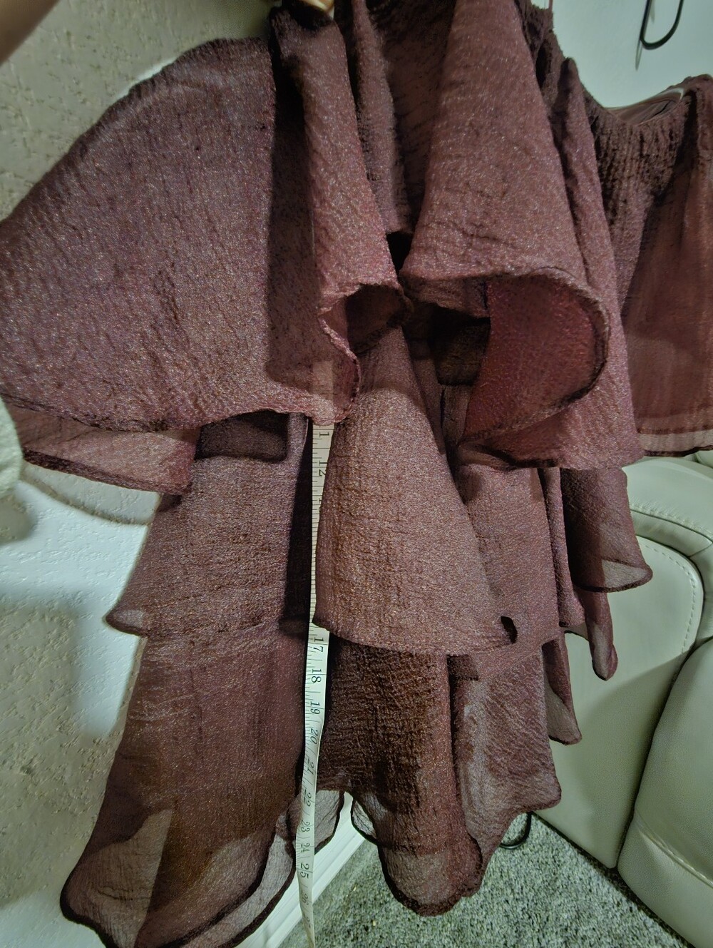 Altar'd State Strapless Layered Ruffle Mini Dress - Burgundy - Picture 3 of 5